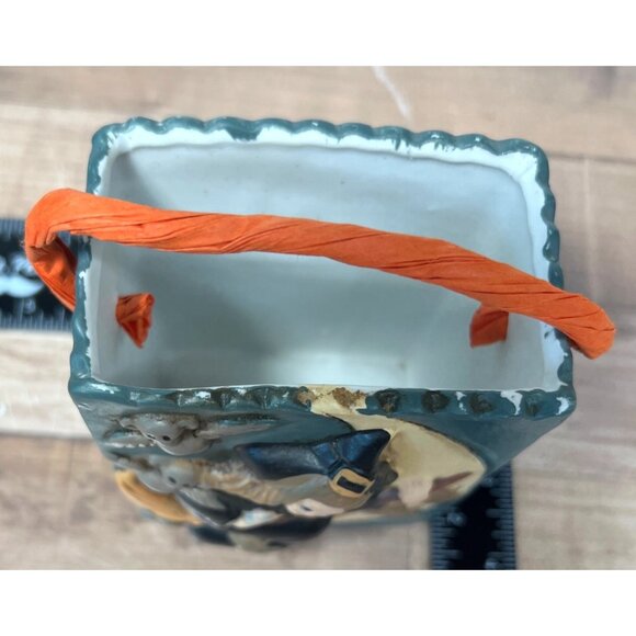 Vintage Halloween Witch & Owl Ceramic Candy Holder - Picture 2 of 4